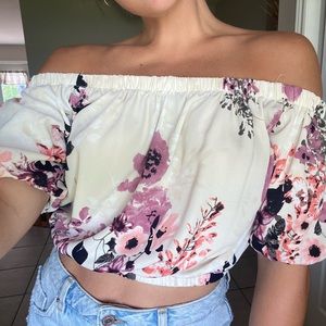 Fashion Nova Floral Off The Should Crop Top